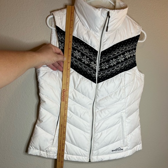 Women’s Size Small White Puffer Vest Eddie Bauer Premium Goose Down Nordic Style - Picture 6 of 16